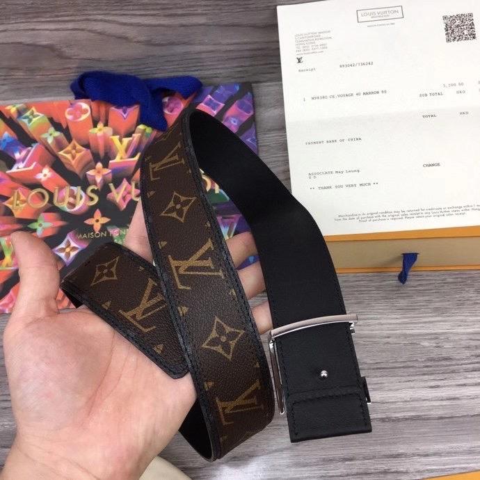 Thắt lưng nam Louis Vuitton like au họa tiết hoa nâu TLLV53