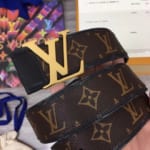 Thắt lưng nam Louis Vuitton like au họa tiết hoa nâu TLLV53