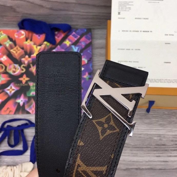 Thắt lưng nam Louis Vuitton like au họa tiết hoa nâu TLLV53