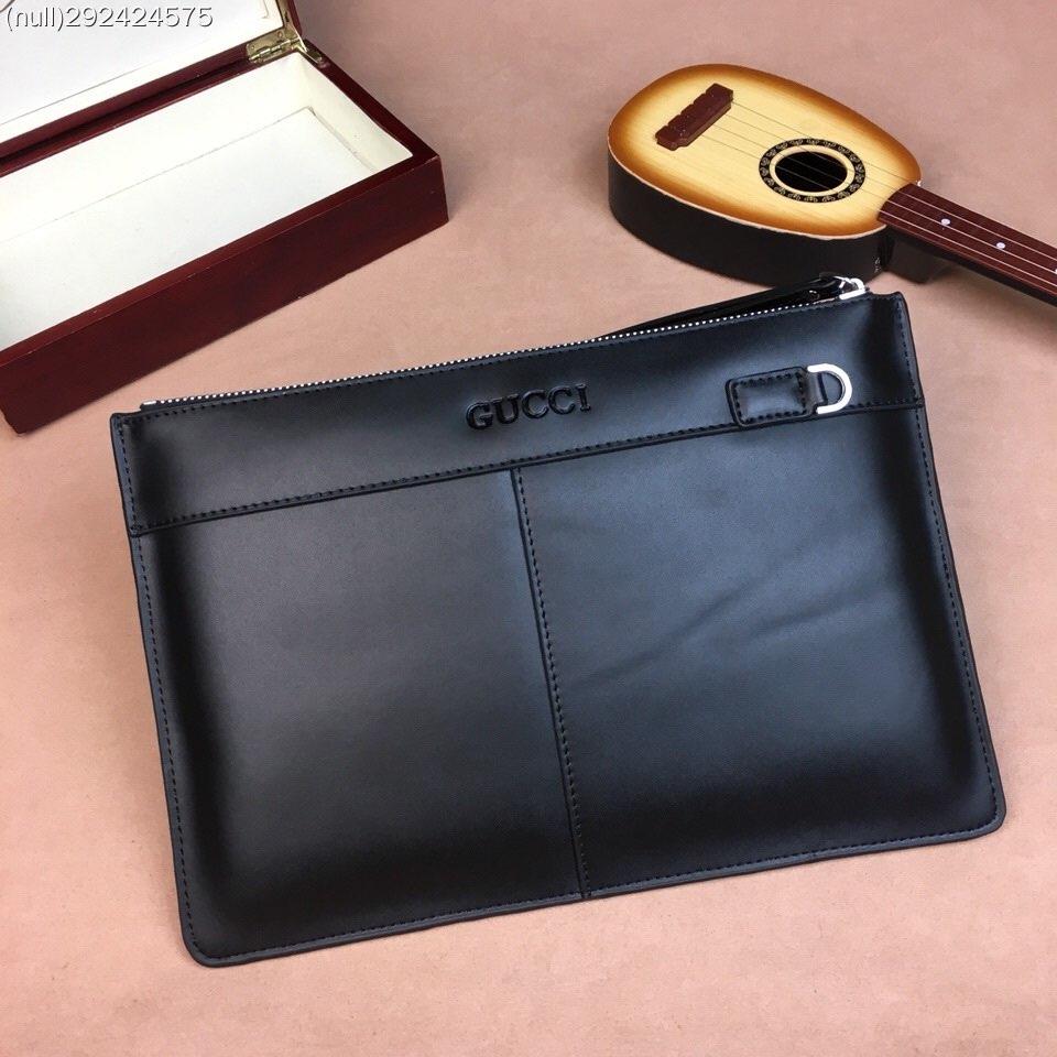 Ví nam Gucci siêu cấp cầm tay da đen trơn họa tiết hổ 