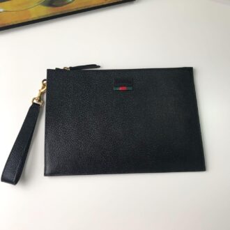 Ví nam Gucci siêu cấp cầm tay da nhăn họa tiết kẻ đỏ xanh