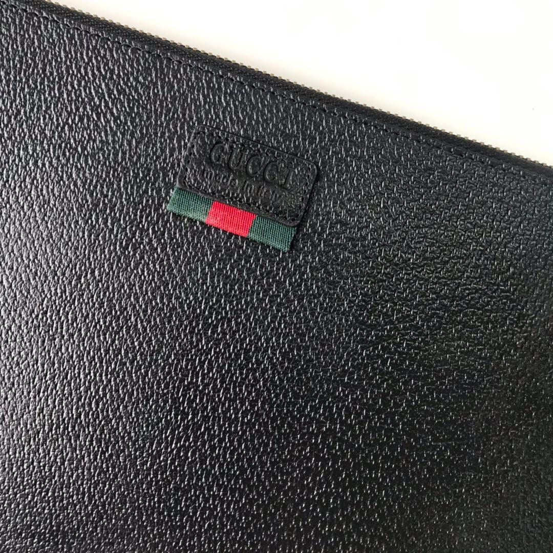 Ví nam Gucci siêu cấp cầm tay da nhăn họa tiết kẻ đỏ xanh