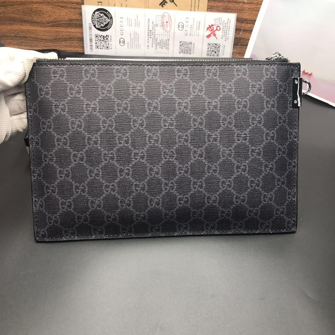 Ví nam Gucci siêu cấp cầm tay da xanh đen họa tiết con hổ 