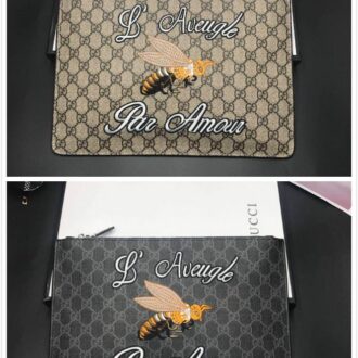 Ví nam Gucci siêu cấp cầm tay vàng họa tiết ong