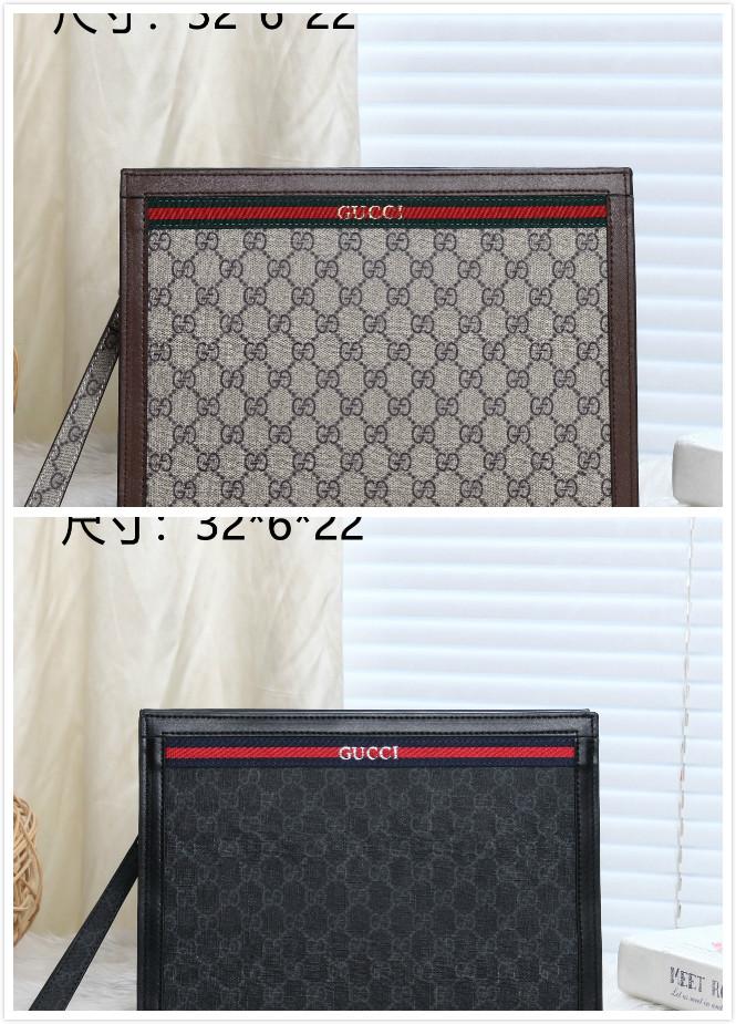 Ví nam Gucci siêu cấp cầm tay viền kẻ đỏ họa tiết logo 