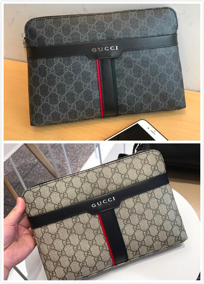 Ví nam Gucci siêu cấp cầm tay xanh viền đỏ họa tiết logo 