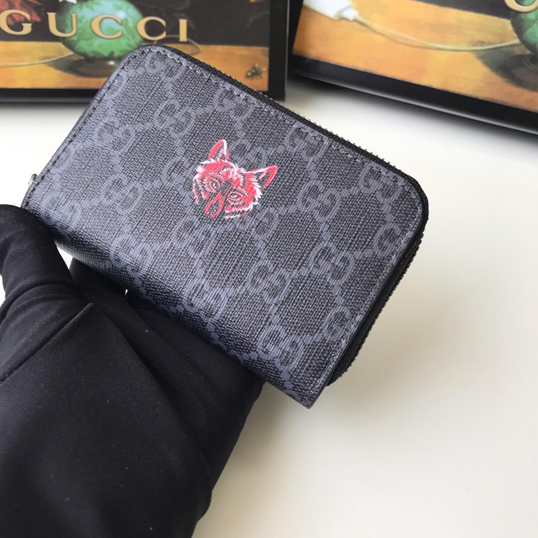 Ví nam Gucci ngắn siêu cấp có khóa họa tiết sói 