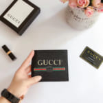 Ví nam Gucci siêu cấp ngắn họa tiết logo màu đen