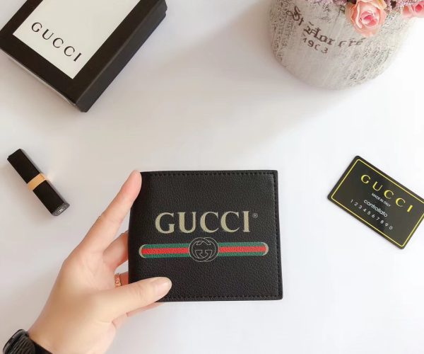 Ví nam Gucci siêu cấp ngắn họa tiết logo màu đen