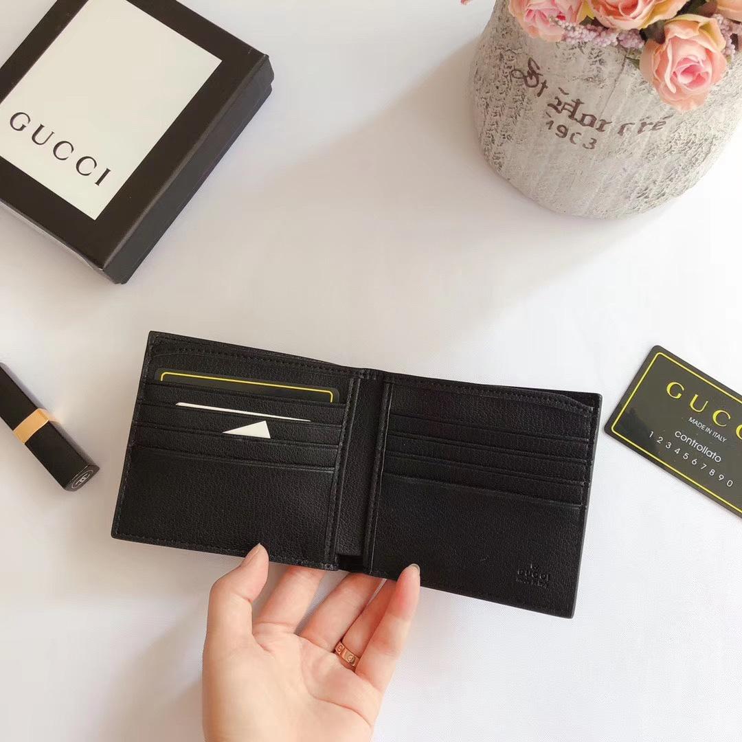 Ví nam Gucci siêu cấp ngắn họa tiết logo màu đen 
