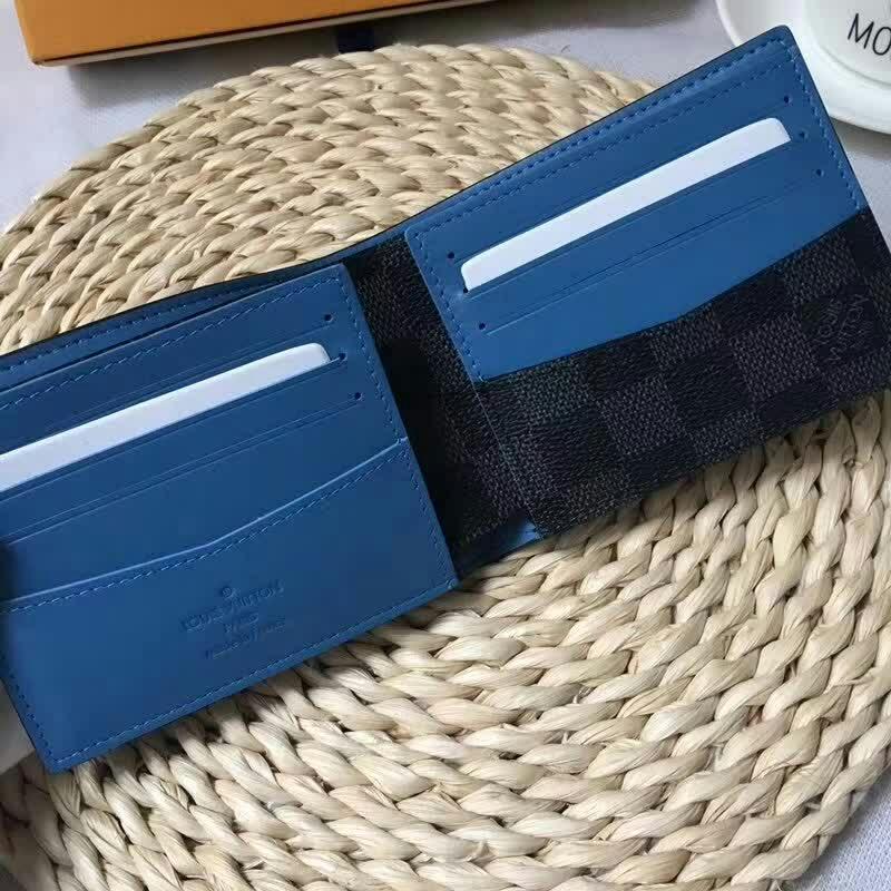 Ví nam Louis Vuitton siêu cấp họa tiết ô kẻ màu xanh VNLV23