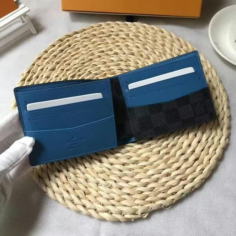 Ví nam Louis Vuitton siêu cấp họa tiết ô kẻ màu xanh VNLV23