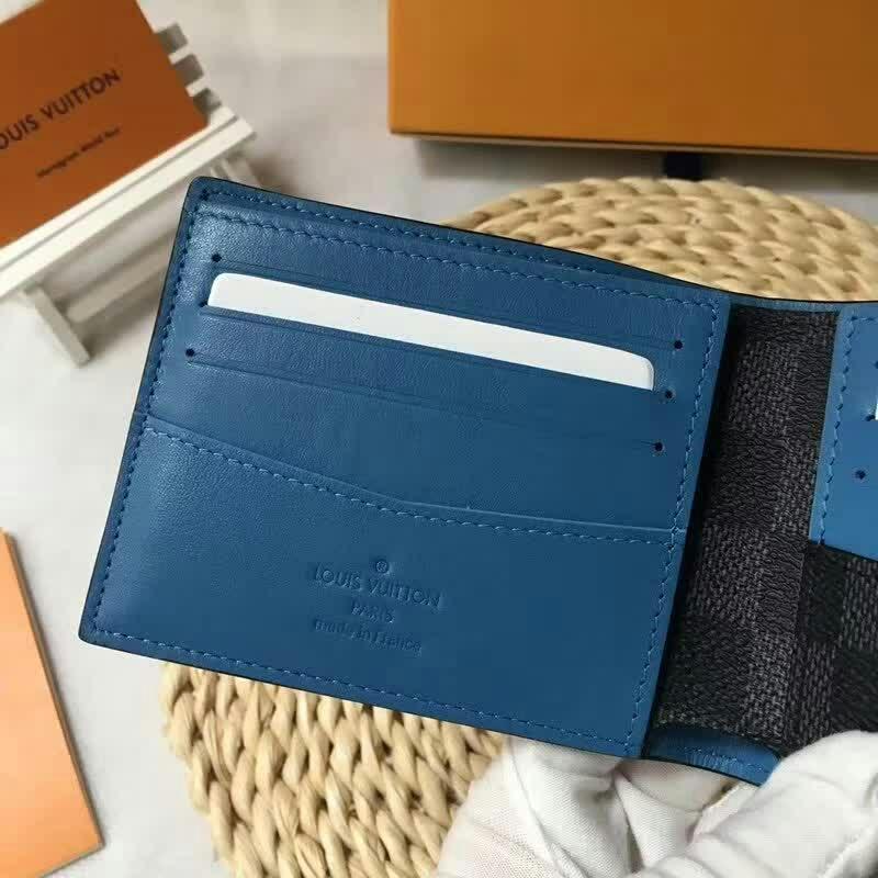 Ví nam Louis Vuitton siêu cấp họa tiết ô kẻ màu xanh VNLV23