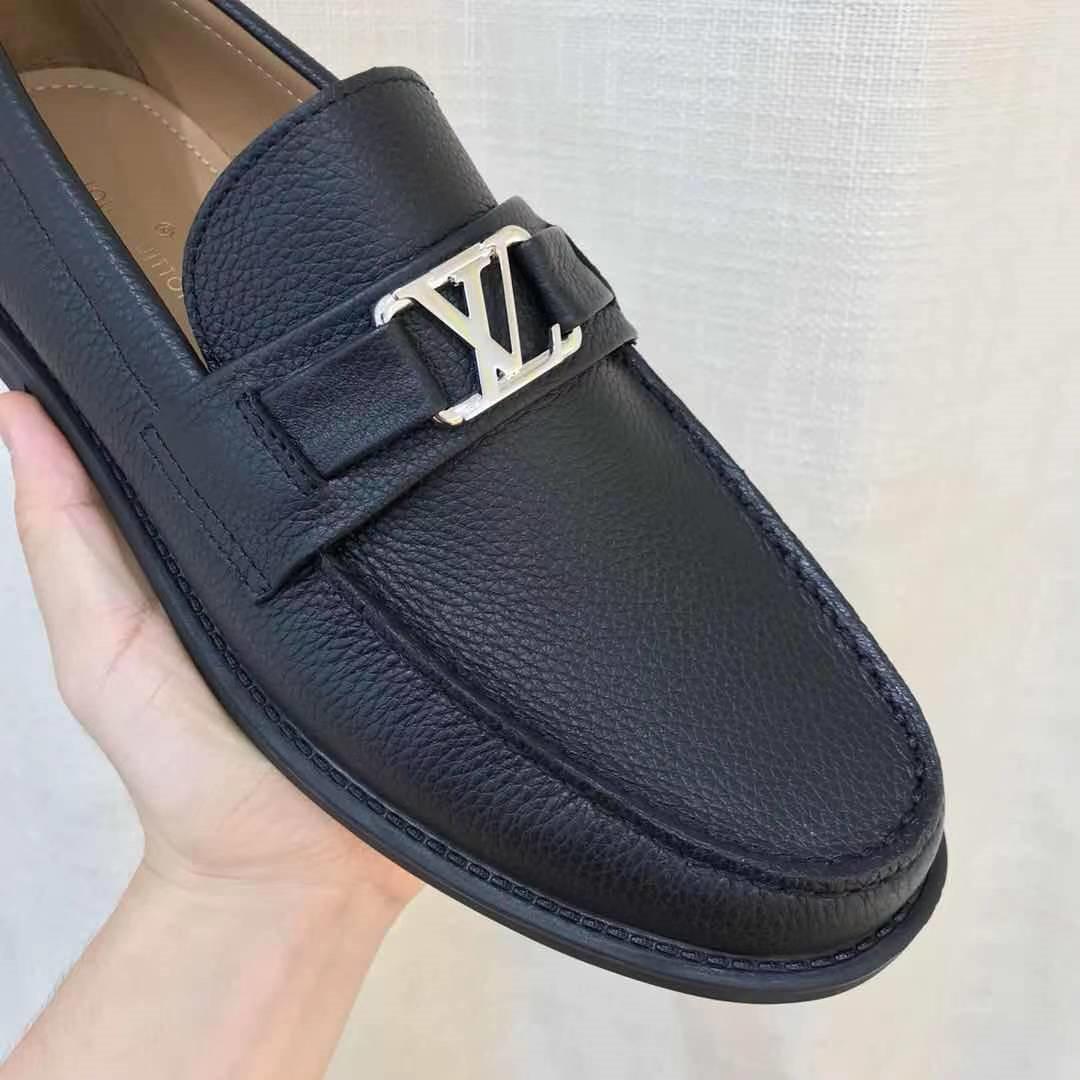 Giày lười Louis Vuitton like au đế cao da nhăn mũi nhọn GLLV69