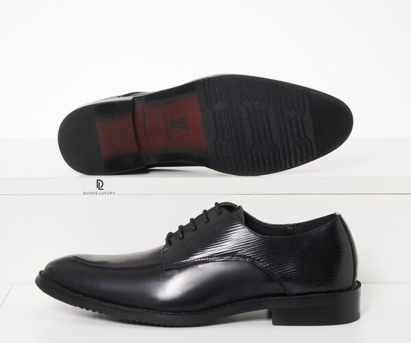 Giày tây Louis Vuitton siêu cấp cột dây phối epi màu đen