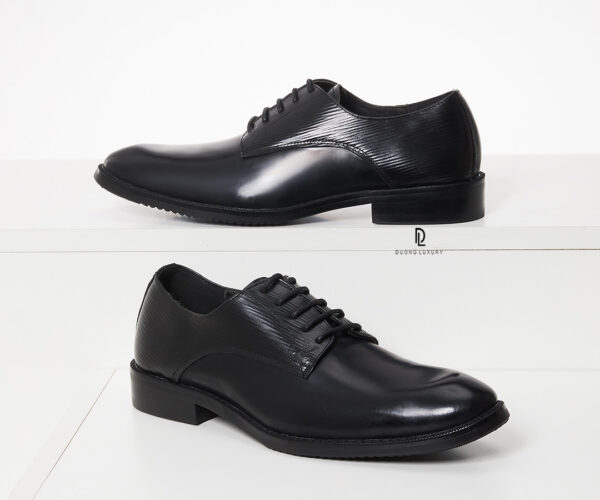 Giày tây Louis Vuitton siêu cấp cột dây phối epi màu đen