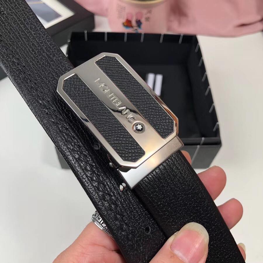 Thắt lưng nam Montblance siêu cấp mặt vuông họa tiết chữ 