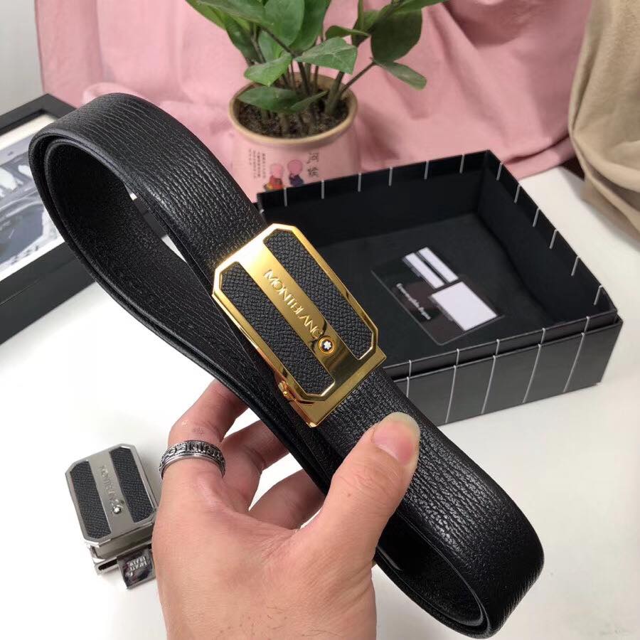 Thắt lưng nam Montblance siêu cấp mặt vuông họa tiết chữ 