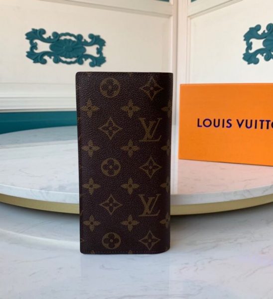Ví nam Louis Vuitton like au gấp dài họa tiết hoa nâu VNLV31