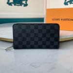 Ví nam Louis Vuitton like au khóa kéo họa tiết caro đen VNLV32