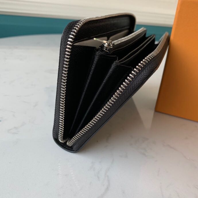 Ví nam Louis Vuitton like au khóa kéo họa tiết caro đen VNLV32