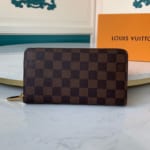 Ví nam Louis Vuitton like au khóa kéo họa tiết caro nâu VNLV37