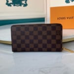 Ví nam Louis Vuitton like au khóa kéo họa tiết caro nâu VNLV37