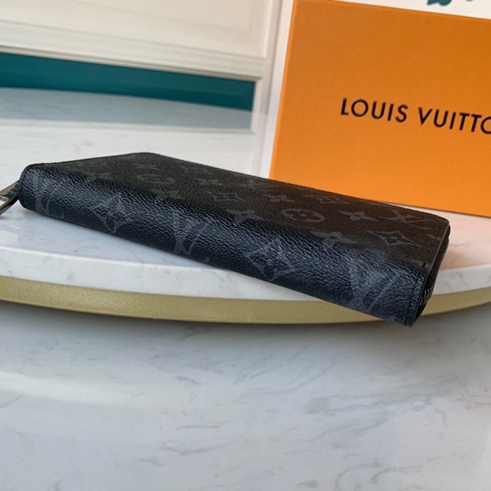 Ví nam Louis Vuitton like au khóa kéo họa tiết hoa đen VNLV40