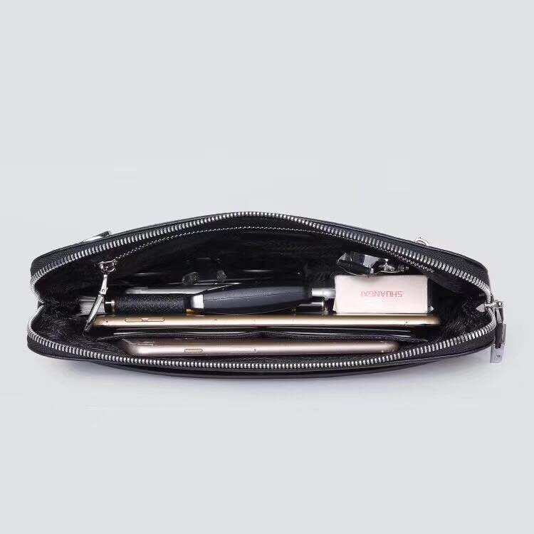 Ví nam Prada siêu cấp cầm tay họa tiết vân kẻ màu đen