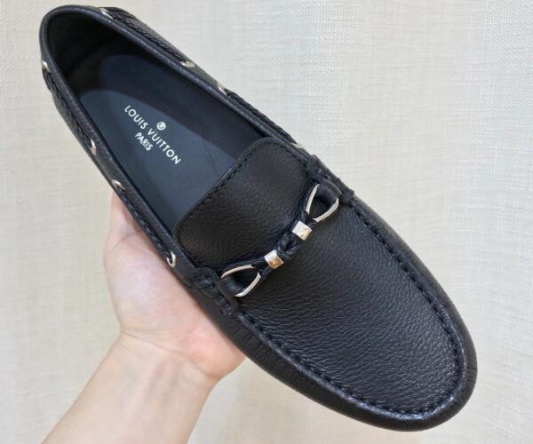 Giày lười Louis Vuitton like au họa tiết nơ màu đen GLLV15