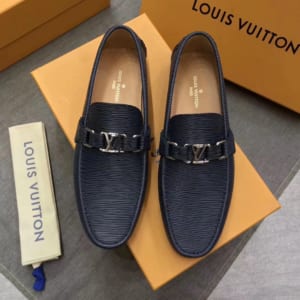 Giày lười Louis Vuitton họa tiết da epi màu xanh bản Like Au GLLV05