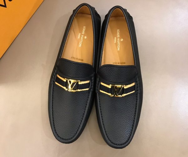 Giày lười Louis Vuitton siêu cấp họa tiết mặt vàng GLLV08