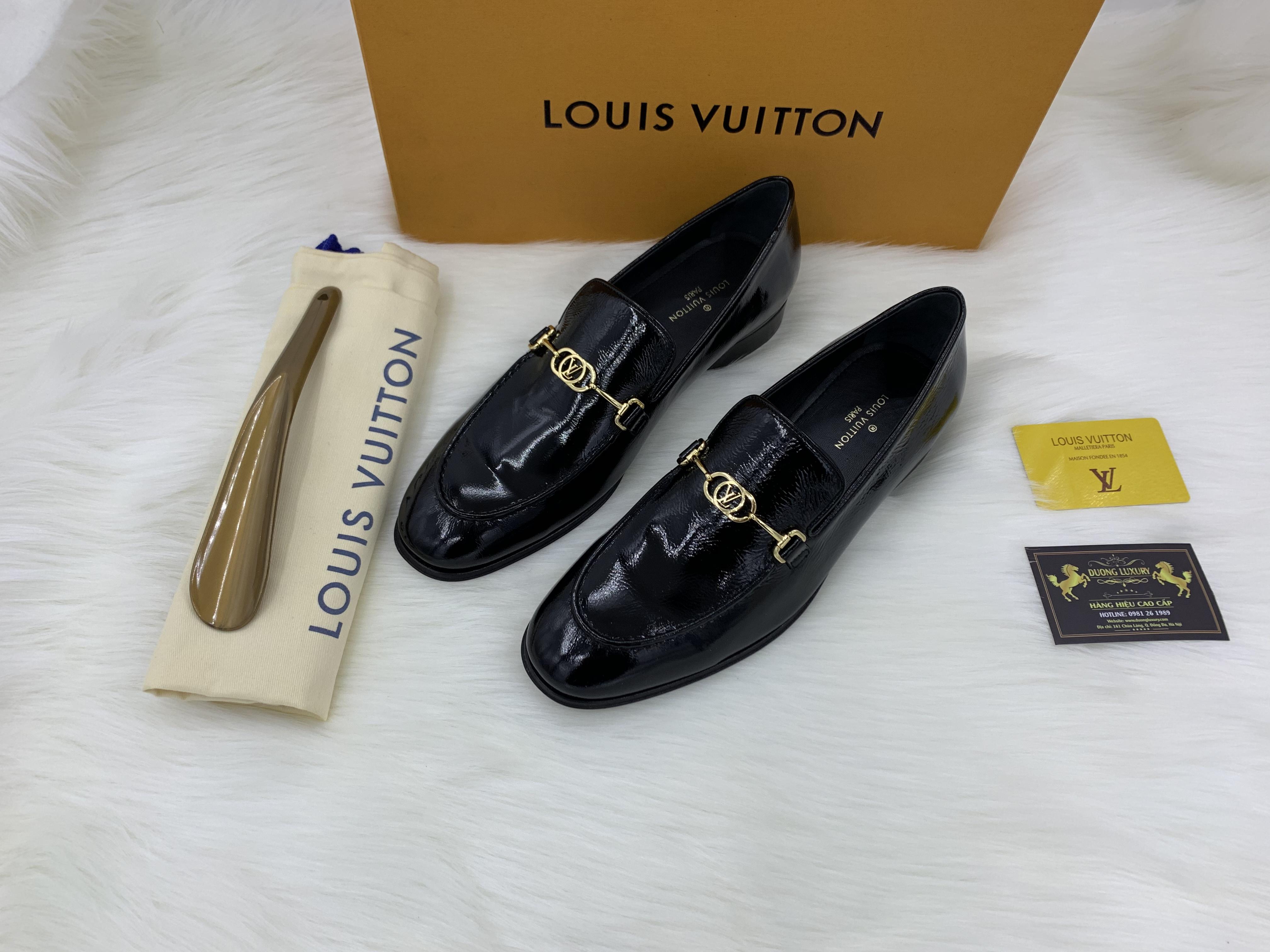 Giày lười Louis Vuitton like au đế cao da bóng GLLV14