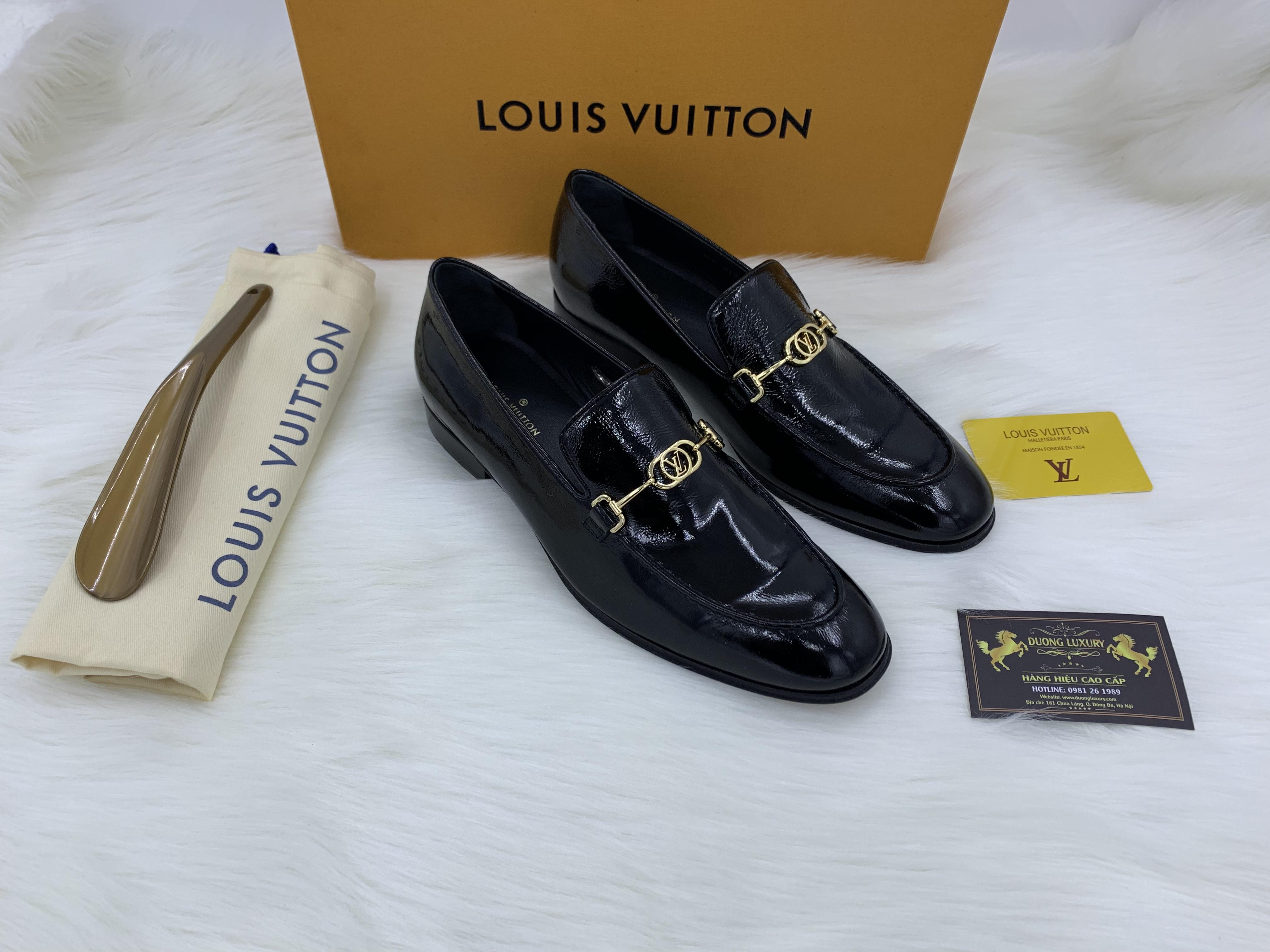 Giày lười Louis Vuitton like au đế cao da bóng GLLV14
