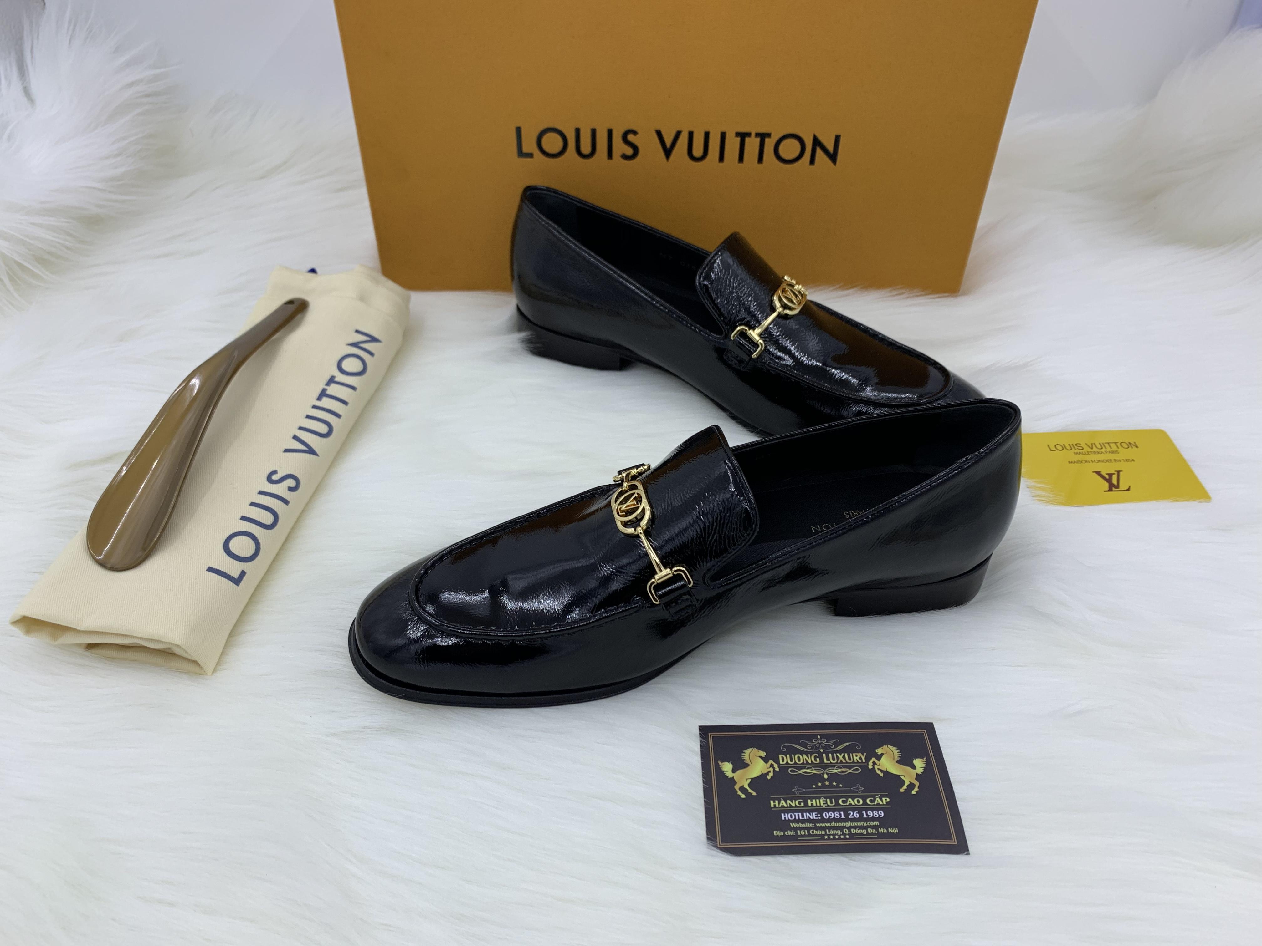 Giày lười Louis Vuitton like au đế cao da bóng GLLV14