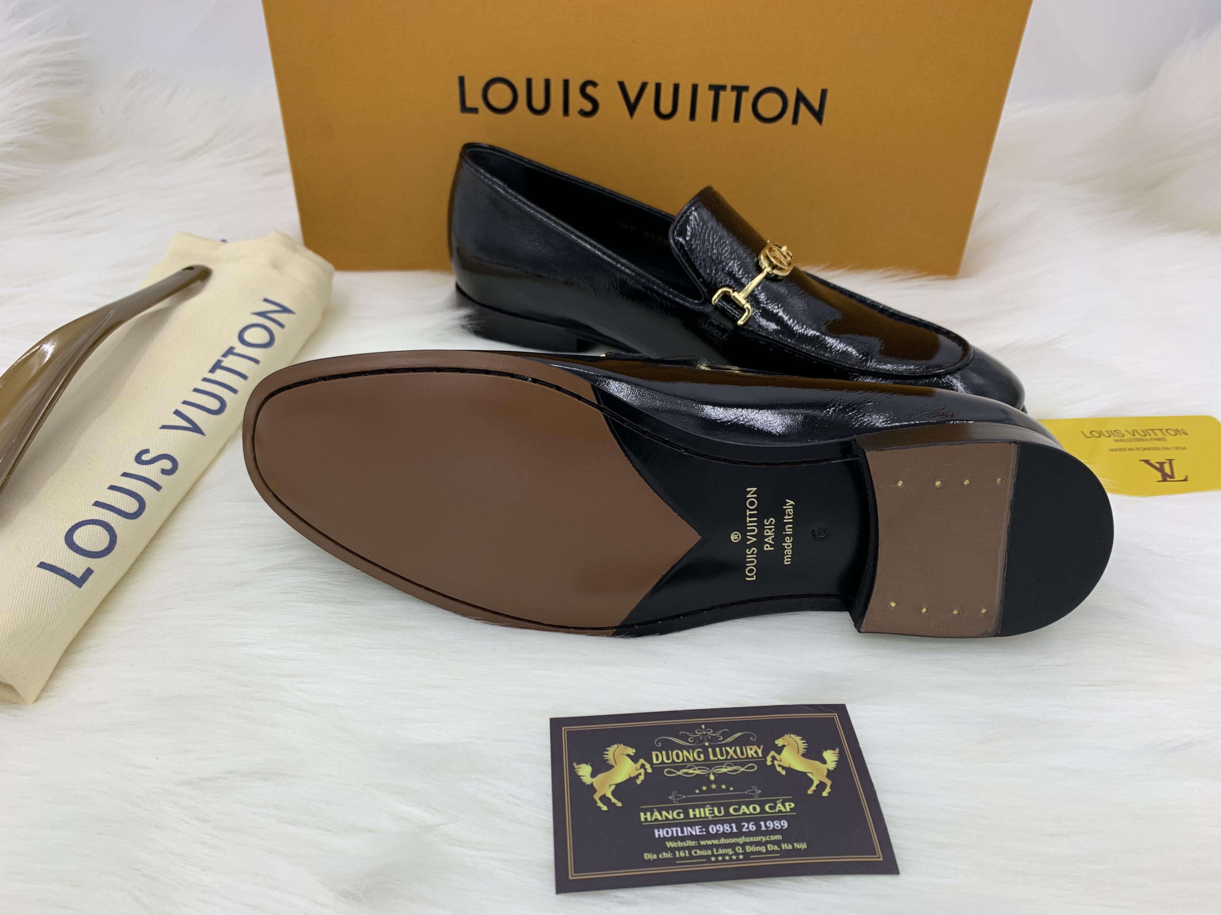Giày lười Louis Vuitton like au đế cao da bóng GLLV14