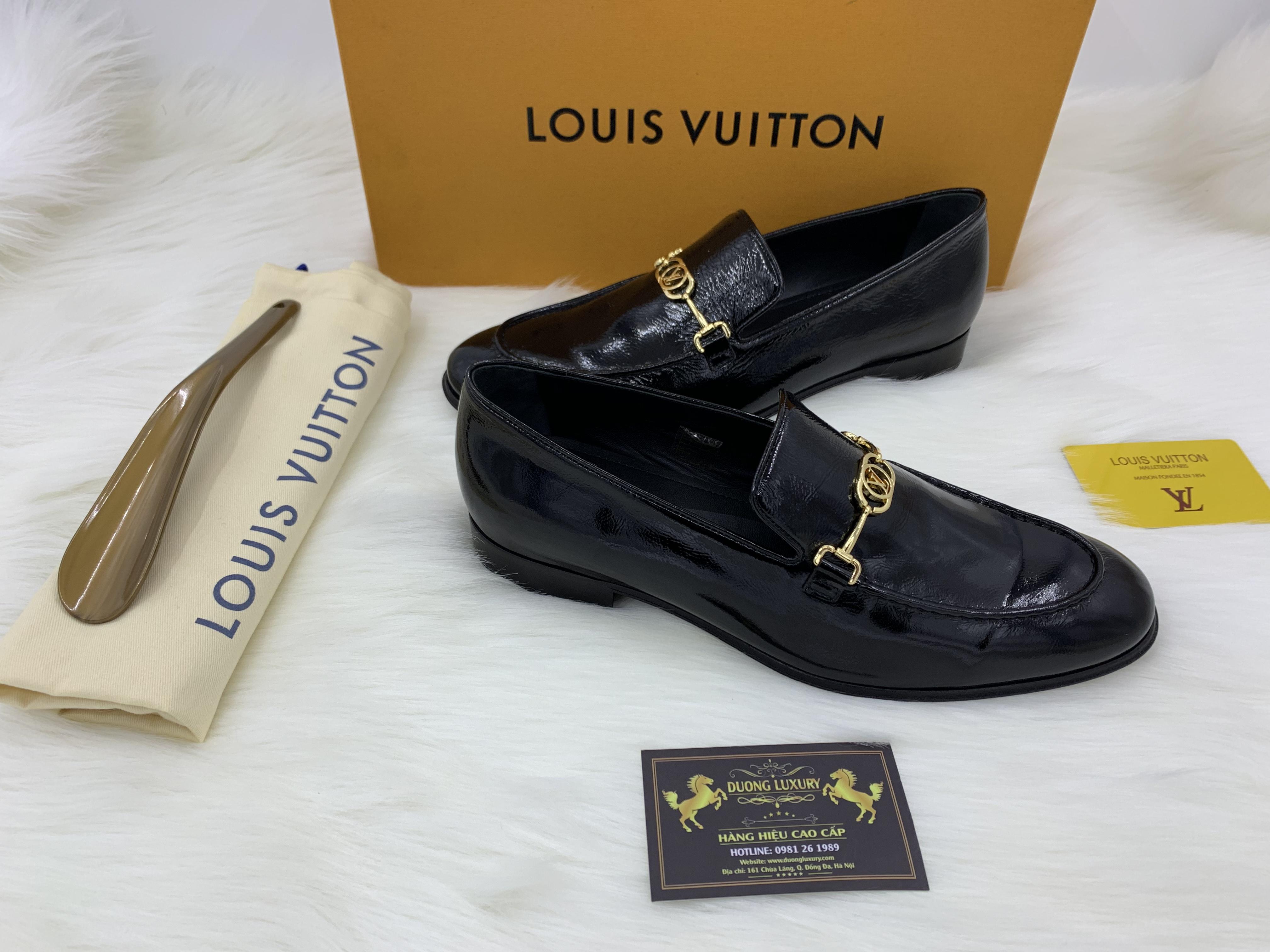 Giày lười Louis Vuitton like au đế cao da bóng GLLV14