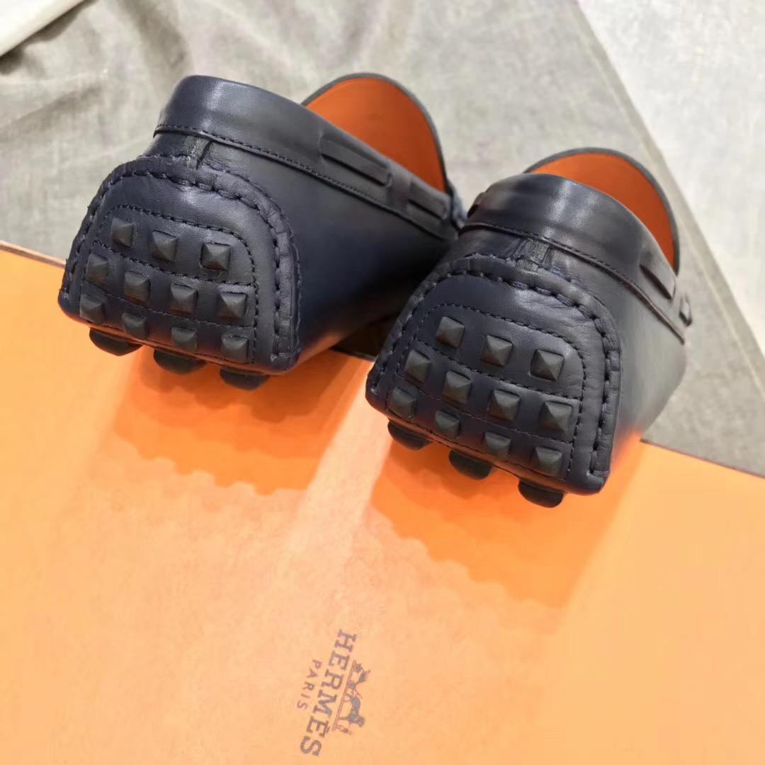 Giày lười Hermes siêu cấp da trơn họa tiết móc khóa