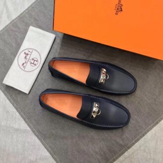 Giày lười Hermes siêu cấp da trơn họa tiết móc khóa