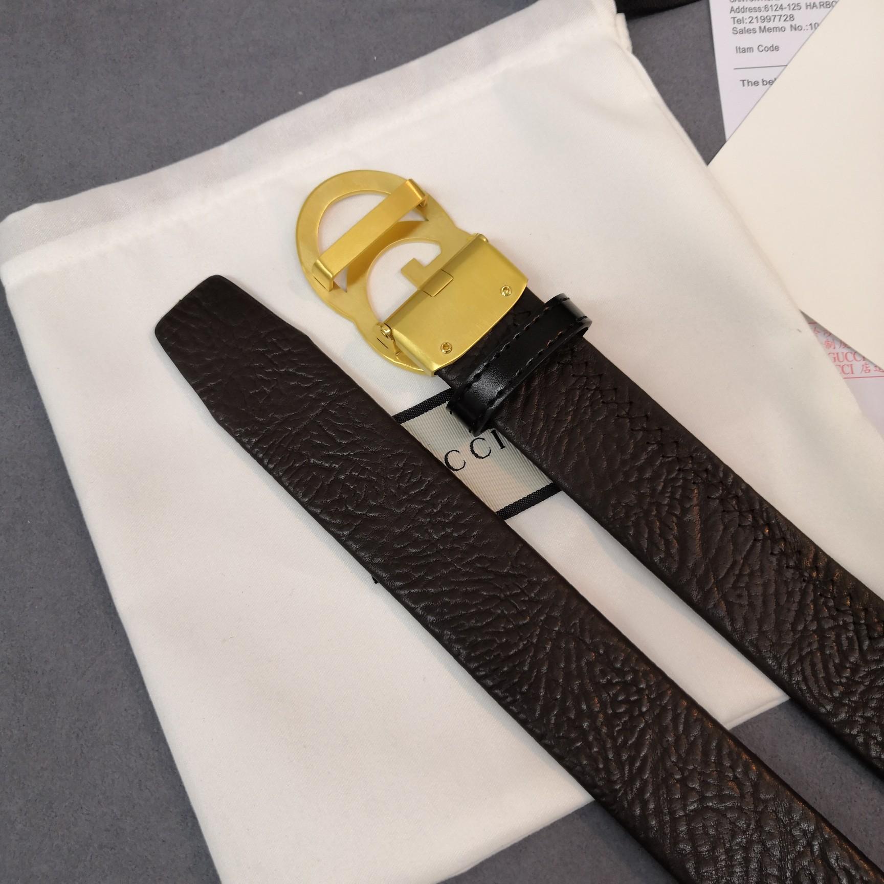 Thắt lưng nam Gucci khóa chữ G kép họa tiết da dập vân TLGC65