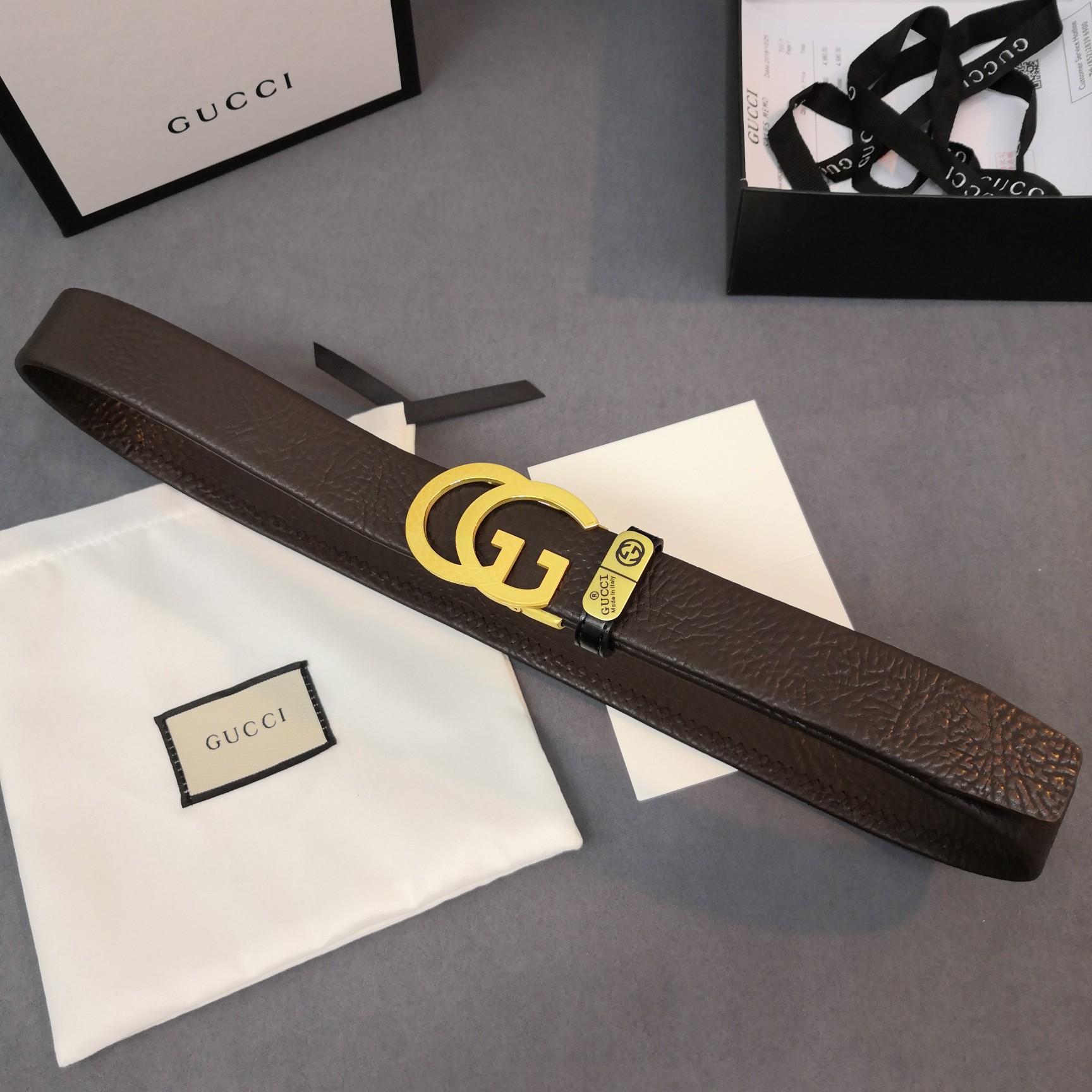Thắt lưng nam Gucci khóa chữ G kép họa tiết da dập vân TLGC65
