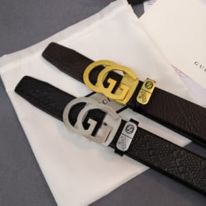 Thắt lưng nam Gucci khóa chữ G kép họa tiết da dập vân TLGC65