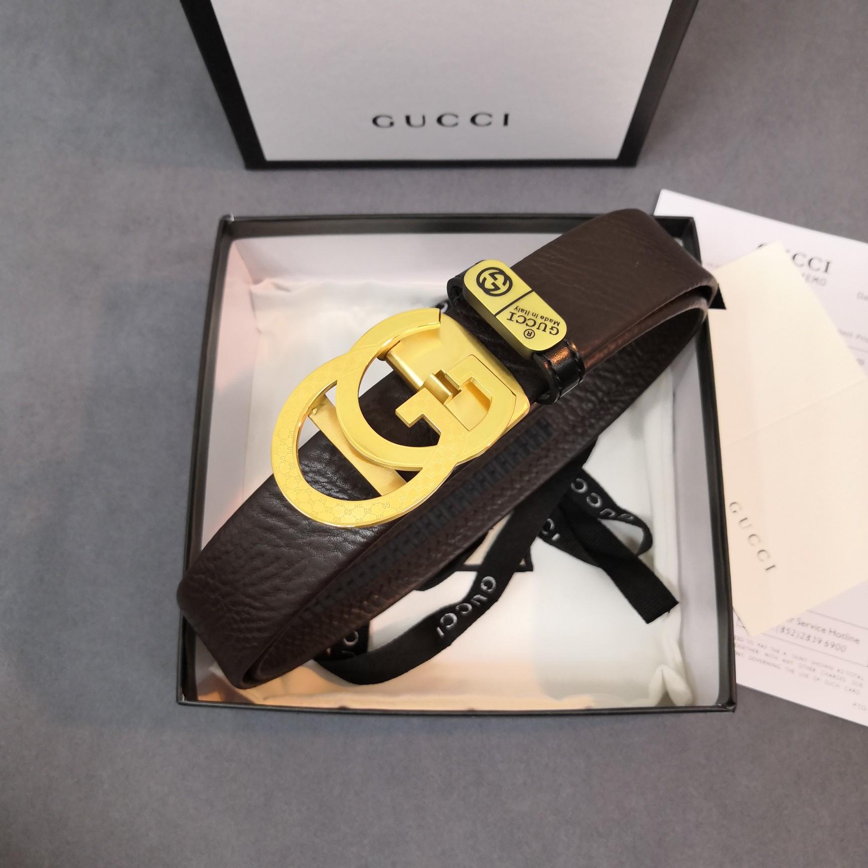 Thắt lưng nam Gucci khóa chữ G kép họa tiết da dập vân TLGC65