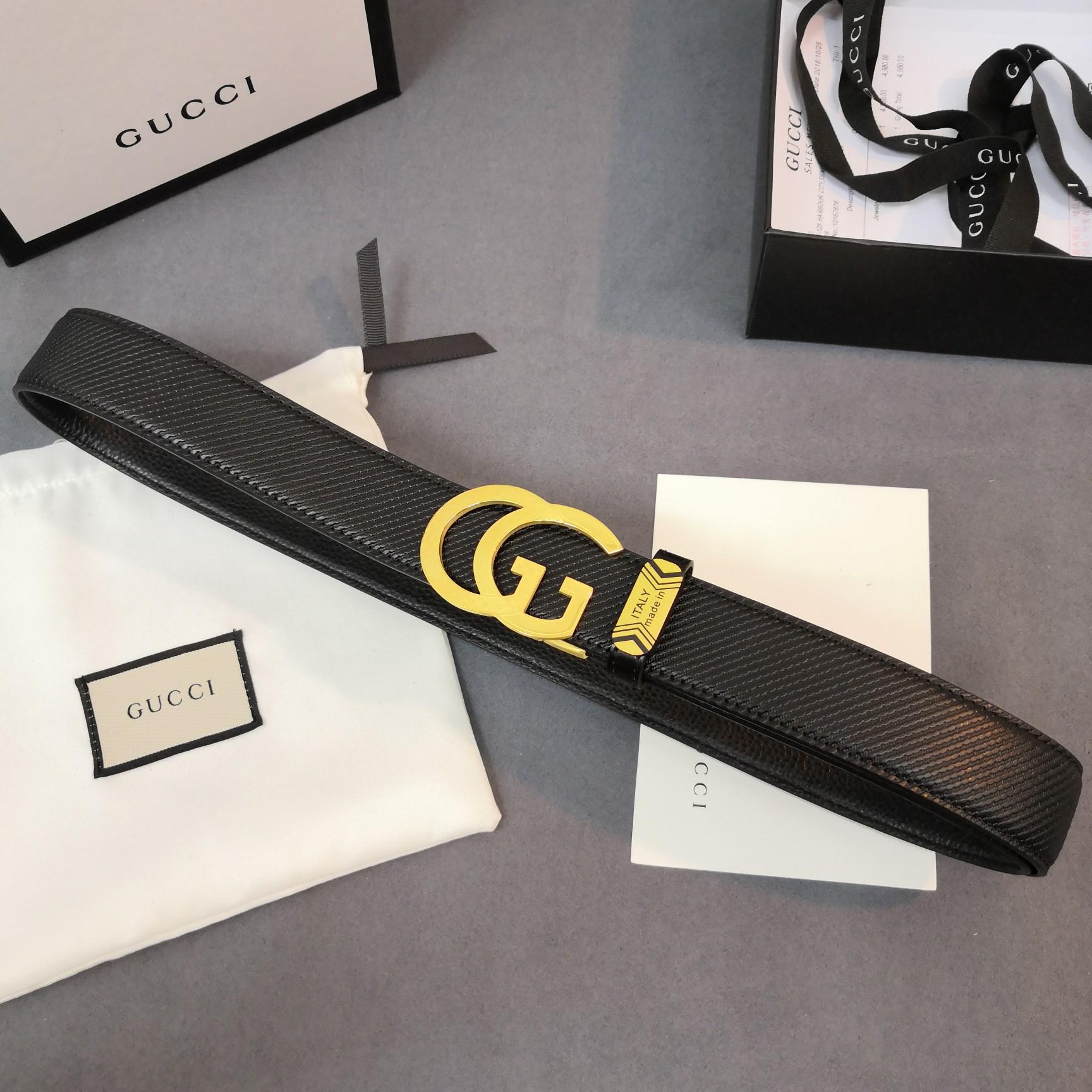 Thắt lưng nam Gucci khóa chữ g kép màu vàng TLGC64