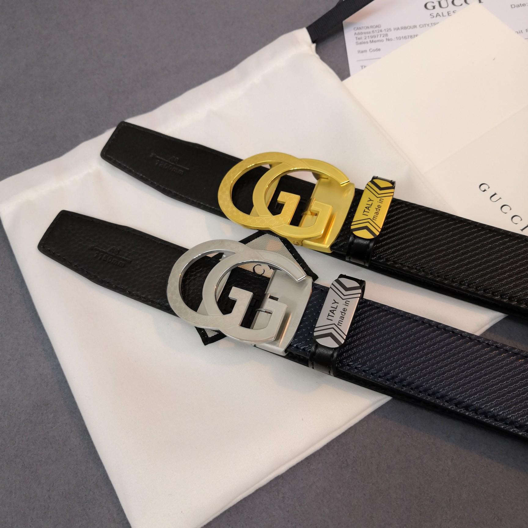 Thắt lưng nam Gucci khóa chữ g kép màu vàng TLGC64