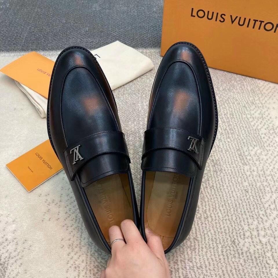Giày lười Louis Vuitton like au đế cao khóa logo lệch GLLV89