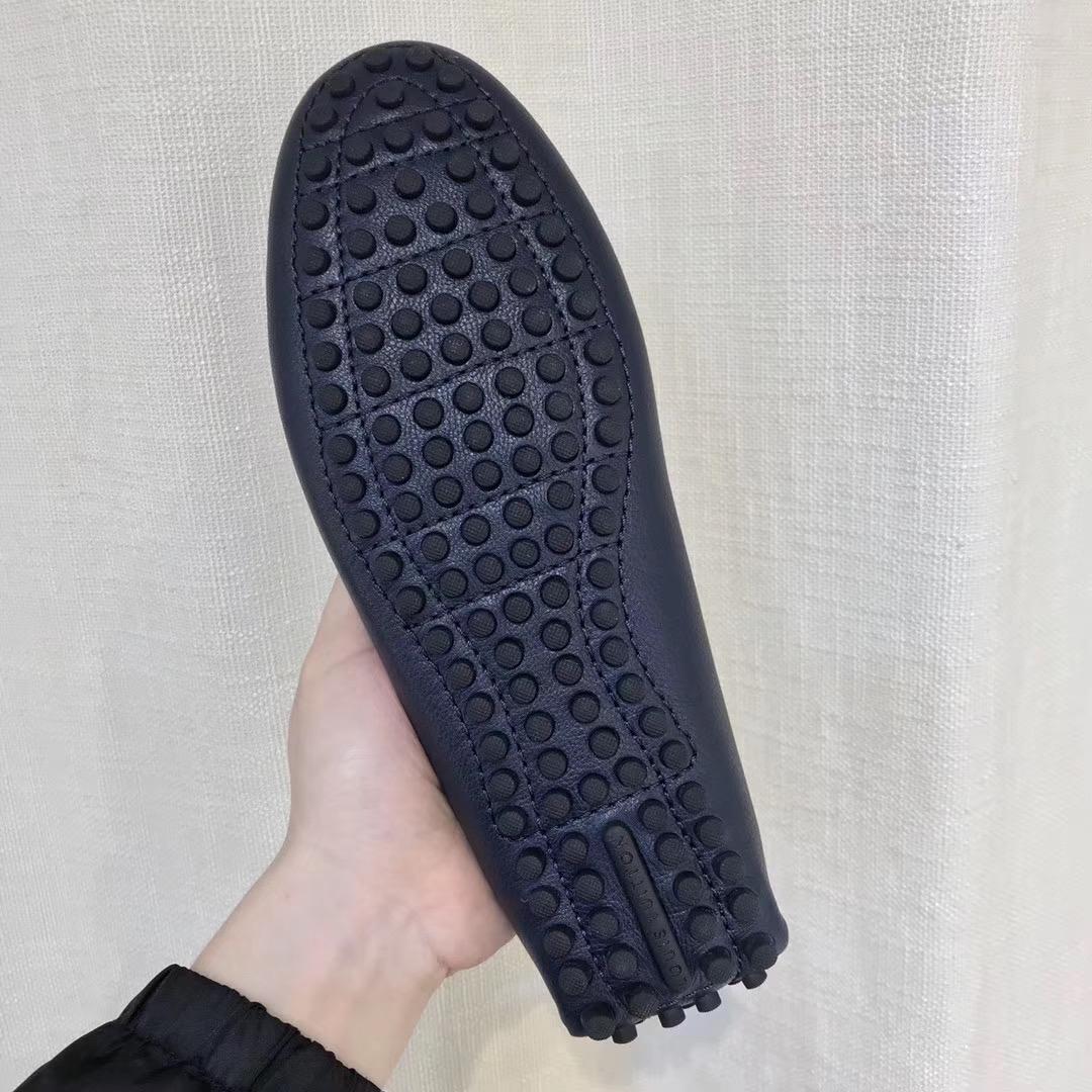 Giày lười Louis Vuitton like auth tag logo trơn màu xanh GLLV88