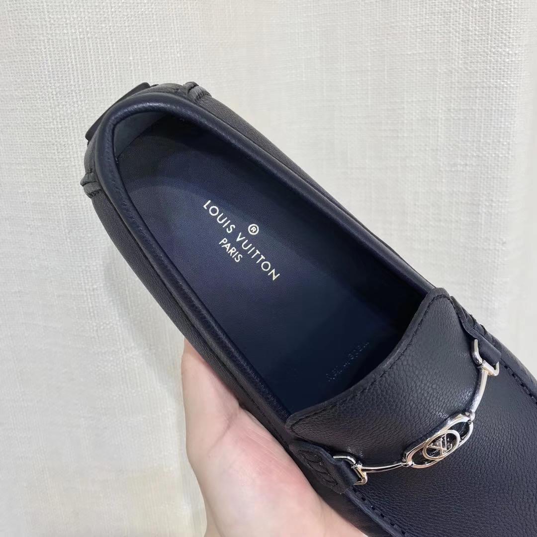Giày lười Louis Vuitton like auth tag logo trơn màu xanh GLLV88