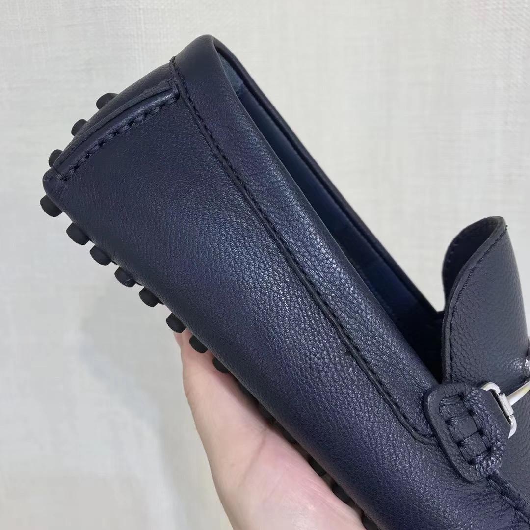 Giày lười Louis Vuitton like auth tag logo trơn màu xanh GLLV88