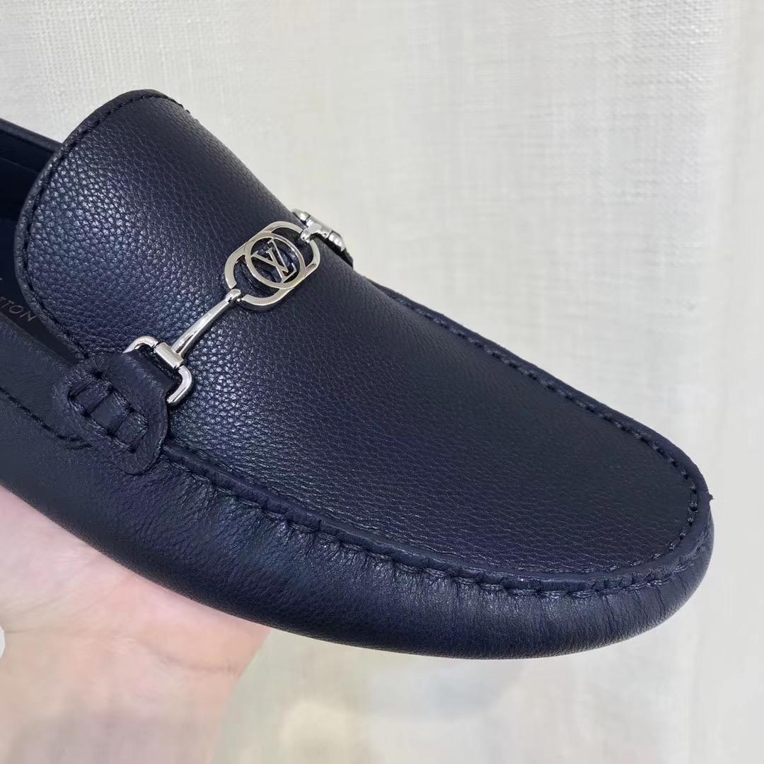 Giày lười Louis Vuitton like auth tag logo trơn màu xanh GLLV88